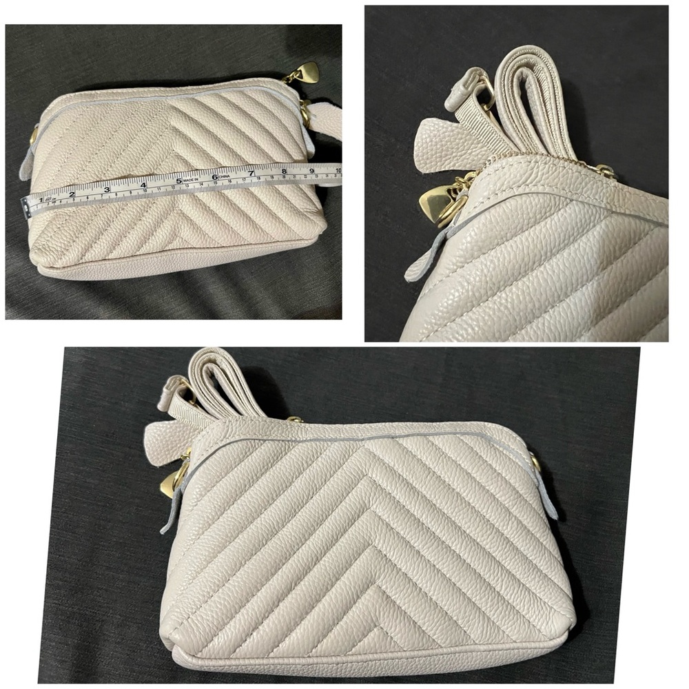 Elegant Cream Leather Quilted Women's Bag